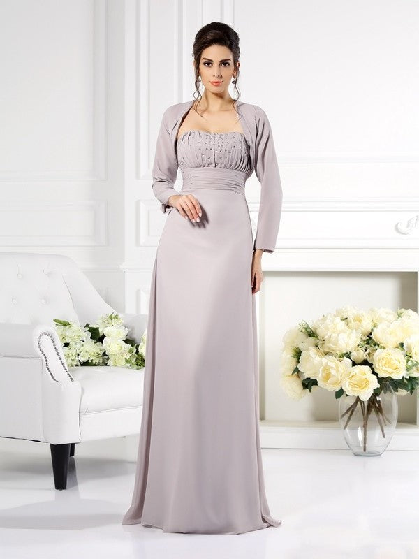 of A-Line/Princess Beading Strapless Sleeveless Long Chiffon Mother the Bride Dresses