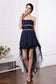 Sheath/Column Strapless Sleeveless Beading High Low Homecoming Dresses Chiffon Brittany Cocktail Dresses