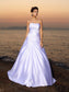 Ball Beading Sleeveless Gown Satin Strapless Long Beach Wedding Dresses