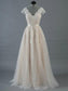 Sleeveless A-Line/Princess V-neck Floor-Length Applique Lace Wedding Dresses