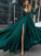 V-Neck Sleeves Long Ruffles Floor-Length A-Line/Princess Satin Chiffon Dresses