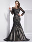 Trumpet/Mermaid Long Applique Sleeves Jewel Long Net Dresses