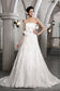 Strapless A-Line/Princess Applique Hand-Made Beading Flower Sleeveless Long Satin Wedding Dresses