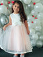 A-Line/Princess Sleeveless Bowknot Organza Scoop Tea-Length Flower Girl Dresses