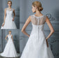 Court Organza Sleeveless Scoop Ball Gown Train Applique Wedding Dresses