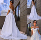 Sweep/Brush Off-the-Shoulder Sleeveless A-Line/Princess Satin Ruched Train Wedding Dresses