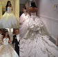 Satin Cathedral Ruffles Sleeveless Ball Gown Sweetheart Train Wedding Dresses
