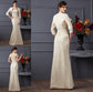 Long Square Mother Woven Satin Lace of Sleeveless Sheath/Column Elastic the Bride Dresses