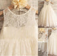A-line/Princess Ankle-Length Sleeveless Scoop Lace Flower Girl Dresses