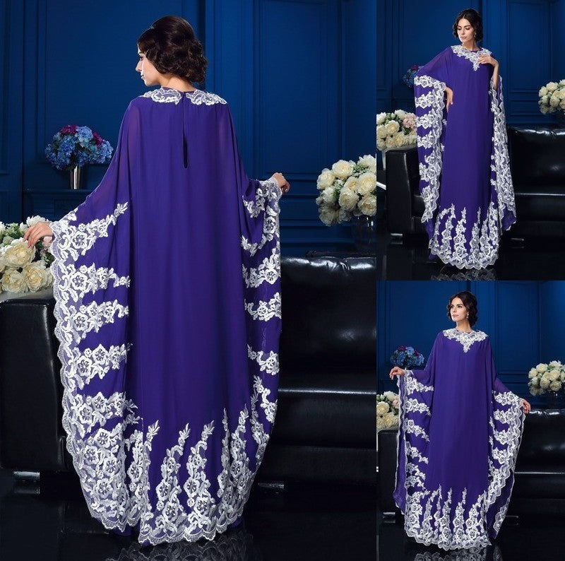 Long Mother Scoop Sleeves Applique A-Line/Princess Chiffon Long of the Bride Dresses