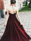 A-Line/Princess Floor-Length Elastic Halter Sleeveless Applique Woven Satin Dresses