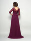 Long A-Line/Princess V-neck Mother Beading of Chiffon 3/4 Sleeves the Bride Dresses