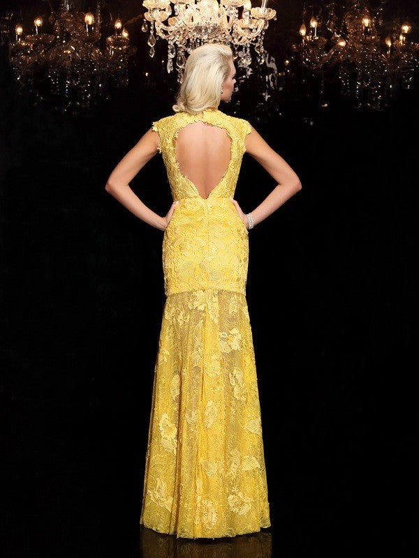 Lace Sheath/Column Sleeves Jewel Short Long Chiffon Dresses