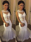 Sleeveless Scoop Trumpet/Mermaid Court Spandex Applique Train Wedding Dresses