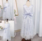 A-Line/Princess Bowknot Lace Scoop Tea-Length Sleeveless Flower Girl Dresses