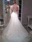 Train Long A-Line/Princess Sweep/Brush Sleeves V-neck Sequin Tulle Wedding Dresses