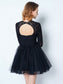 Long High Lace Sleeves A-Line/Princess Neck Short/Mini Net Dresses