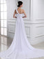 One-shoulder A-Line/Princess Sleeveless Hand-made Flower Beading Chiffon Wedding Dresses