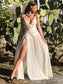 V-neck Chiffon Applique Sleeveless A-Line/Princess Floor-Length Wedding Dresses