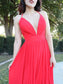 A-Line/Princess Chiffon Straps Ruffles Spaghetti Sleeveless Floor-Length Dresses