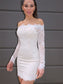 Off-the-Shoulder Lace Sheath/Column Sleeves Long Short/Mini Homecoming Dresses