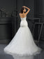 Applique Trumpet/Mermaid Sleeveless Sweetheart Long Tulle Wedding Dresses