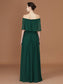 Off-the-Shoulder A-Line/Princess Pleats Floor-Length Chiffon Bridesmaid Dress