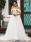 A-Line/Princess Off-the-Shoulder Sweep/Brush Sleeveless Ruffles Tulle Train Wedding Dresses