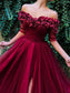Sweep/Brush Off-the-Shoulder Train Sleeves 1/2 A-Line/Princess Ruffles Tulle Dresses