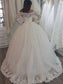 Train Sleeves Applique Ball Sweep/Brush Long Off-the-Shoulder Gown Lace Wedding Dresses