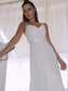 Lace Chiffon Spaghetti Sheath/Column Straps Sleeveless Floor-Length Wedding Dresses