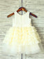 Tea-Length Layers Sleeveless Gown Scoop Lace Ball Flower Girl Dresses