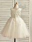 Sleeveless Ankle-Length Lace Scoop A-Line/Princess Tulle Flower Girl Dresses