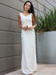 Ruched Crepe Straps Stretch Sleeveless Sheath/Column Floor-Length Wedding Dresses