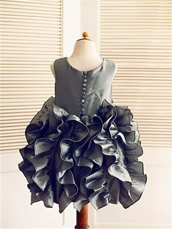 Ruffles Tea-Length Gown Straps Ball Sleeveless Tulle Flower Girl Dresses