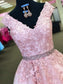 Floor-Length A-Line/Princess V-Neck Sleeveless Applique Tulle Dresses