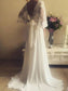 A-Line/Princess Sleeves Sash/Ribbon/Belt Court Long Train V-neck Lace Wedding Dresses