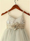 Tulle Sleeveless A-line/Princess Tea-Length Straps Spaghetti Sequin Flower Girl Dresses