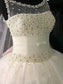 Gown Sleeveless Tulle Scoop Ball Beading Floor-Length Wedding Dresses