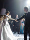 High Sleeves A-Line/Princess Long Lace Satin Neck Floor-Length Wedding Dresses