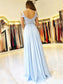 Floor-Length Off-the-Shoulder Sleeveless A-Line/Princess Applique Chiffon Dresses