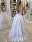 Sleeveless V-Neck Floor-Length A-Line/Princess Lace Tulle Dresses