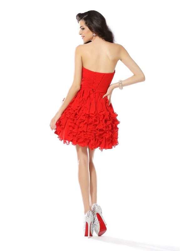 A-Line/Princess Sweetheart Beading Homecoming Dresses Sleeveless Kristen Short Chiffon Cocktail Dresses