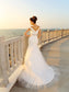 Pleats Sleeveless Sheath/Column V-neck Net Long Beach Wedding Dresses