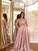 One-Shoulder Sleeveless A-Line/Princess Satin Ruched Sweep/Brush Train Dresses