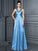 Long Sleeveless Woven Elastic Straps A-Line/Princess Satin Bridesmaid Dresses