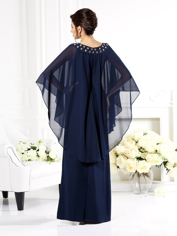Mother Scoop 3/4 of Chiffon Sleeves Long A-Line/Princess the Bride Dresses
