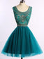 A-Line/Princess Homecoming Dresses Sleeveless Scoop Tulle Beading Gia Short/Mini Dresses