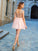 Sleeves Scoop A-Line/Princess Net Short Beading Short/Mini Dresses