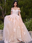 Applique A-Line/Princess Off-the-Shoulder Tulle Sleeveless Floor-Length Dresses